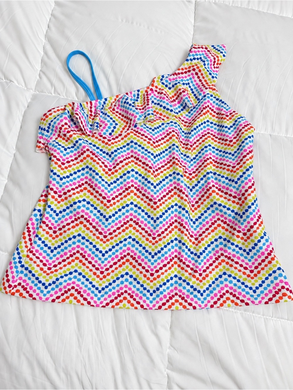 Lands' End Girls' Multi-Color Chevron Dot Swim Tank Top